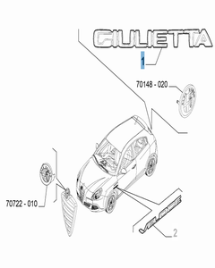 Code model Giulietta achterzijde voor Alfa Romeo Giulietta