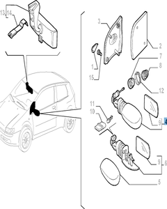 Mechanische linker buitenspiegel met temperatuursensor voor Fiat en Fiat Professional