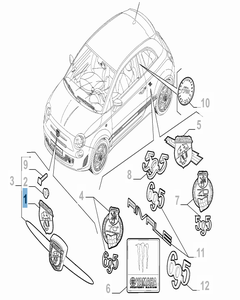 Sierelement Abarth voorzijde voor Abarth 500