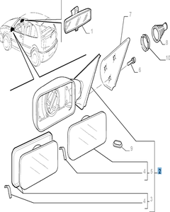 Linker buitenspiegel met temperatuursensor voor Fiat Palio