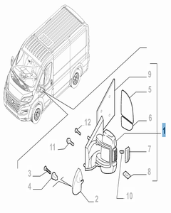 External right wing mirror for Fiat and Fiat Professional