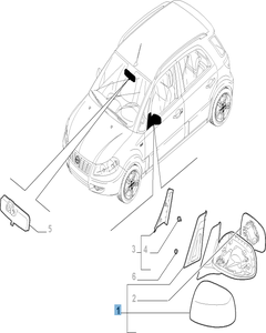 Linker buitenspiegel voor Fiat Sedici