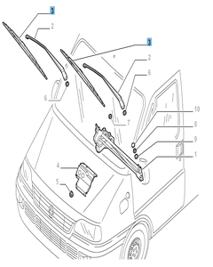 Set 2 wisserbladen voorruitwissers voor Fiat Ducato