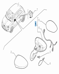 Rechter buitenspiegel voor Fiat 500