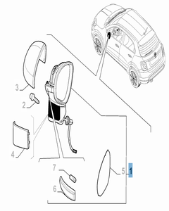 Rechter buitenspiegel voor Fiat 500X