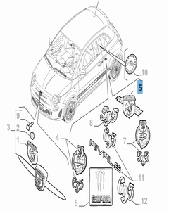 Sierelement Abarth zijkant voor Abarth
