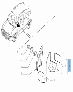 Linker buitenspiegel voor Fiat Panda
