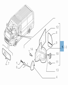Rechter buitenspiegel voor Fiat Professional Ducato