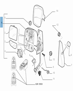 Elektrische rechter buitenspiegel voor Fiat Professional Scudo
