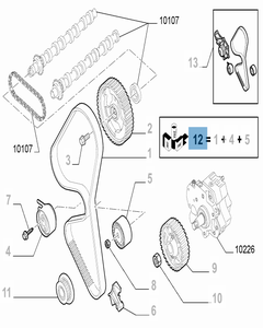 Distributiekit (riem, vaste en verstelbare riemspanner) - 3 stuks voor Fiat Professional Scudo