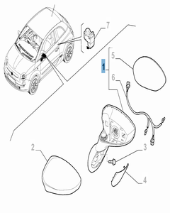 Rechter buitenspiegel voor Fiat 500