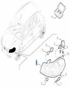 Koplamp linksvoor voor Fiat Sedici