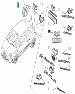 Sierelement Abarth achterzijde voor Abarth 500