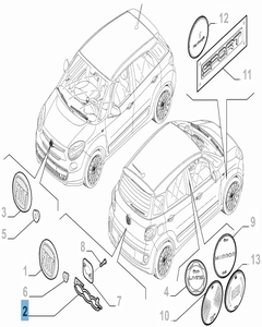 Code model 500L achterzijde voor Fiat 500L