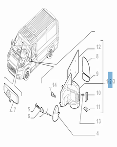Rechter buitenspiegel voor Fiat Professional Ducato