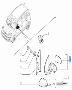 Linker buitenspiegel voor Fiat en Fiat Professional