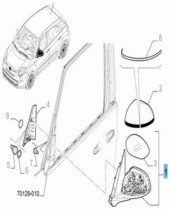 Rechter buitenspiegel voor Fiat 500L