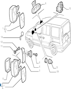 Mechanische rechter buitenspiegel voor Fiat en Fiat Professional