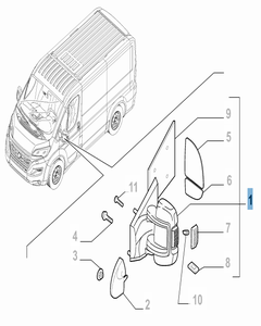 External right wing mirror for Fiat and Fiat Professional