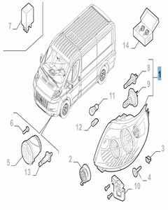 Koplamp linksvoor voor Fiat Professional Ducato