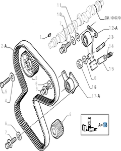 Distributiekit (riem, vaste en verstelbare riemspanner) - 3 stuks voor Fiat en Fiat Professional