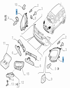 Left headlamp for Fiat Panda