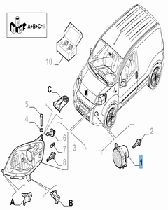Mistlamp rechts voor Fiat en Fiat Professional