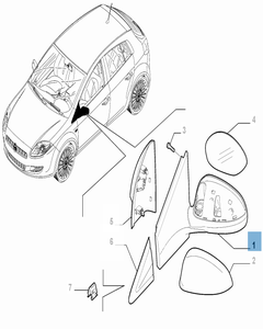 Rechter buitenspiegel voor Fiat Bravo