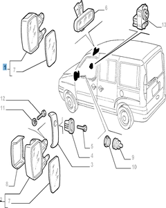 Linker buitenspiegel voor Fiat en Fiat Professional